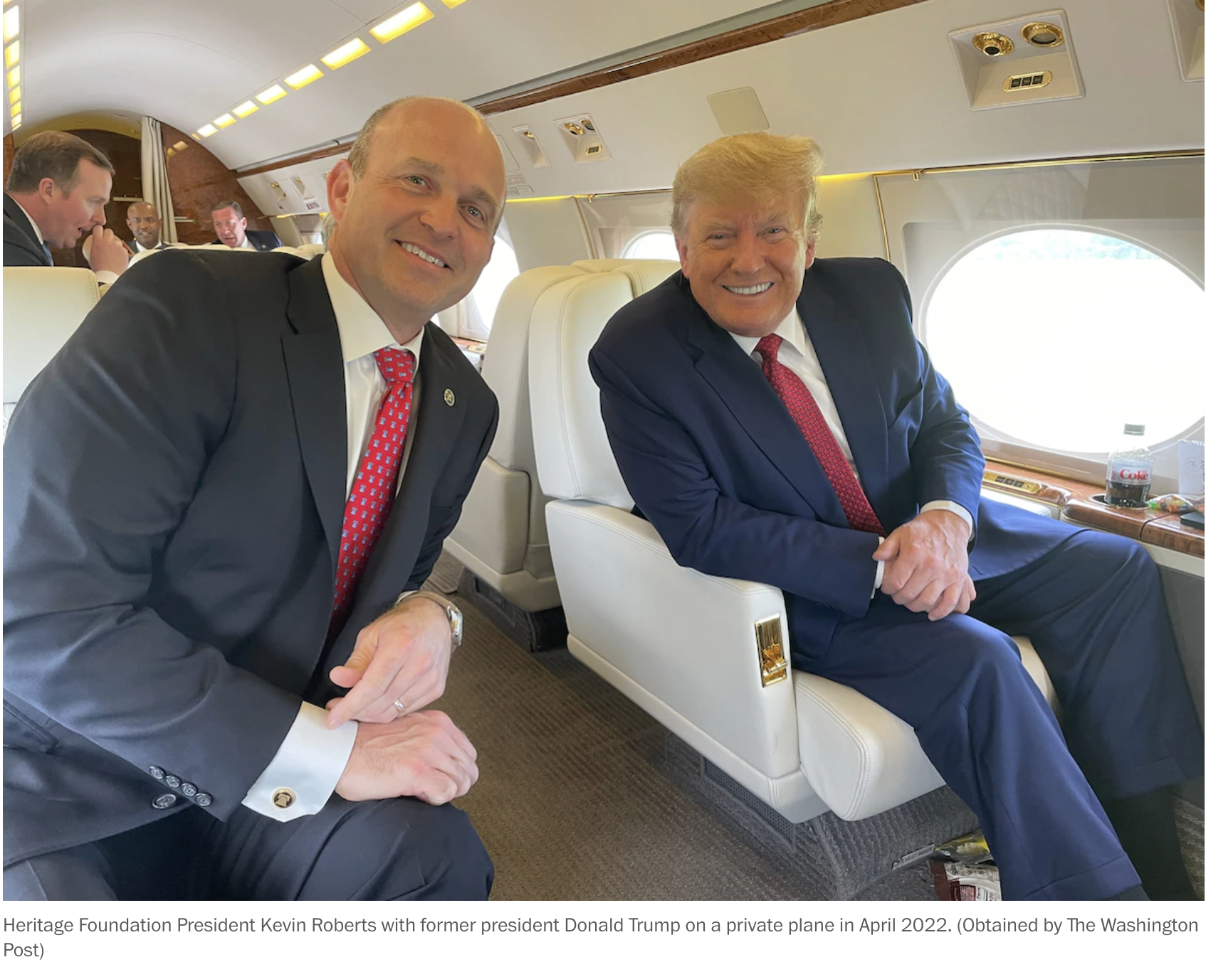 Confabulator Donald Trump with Heritage Foundation President Kevin Robers.